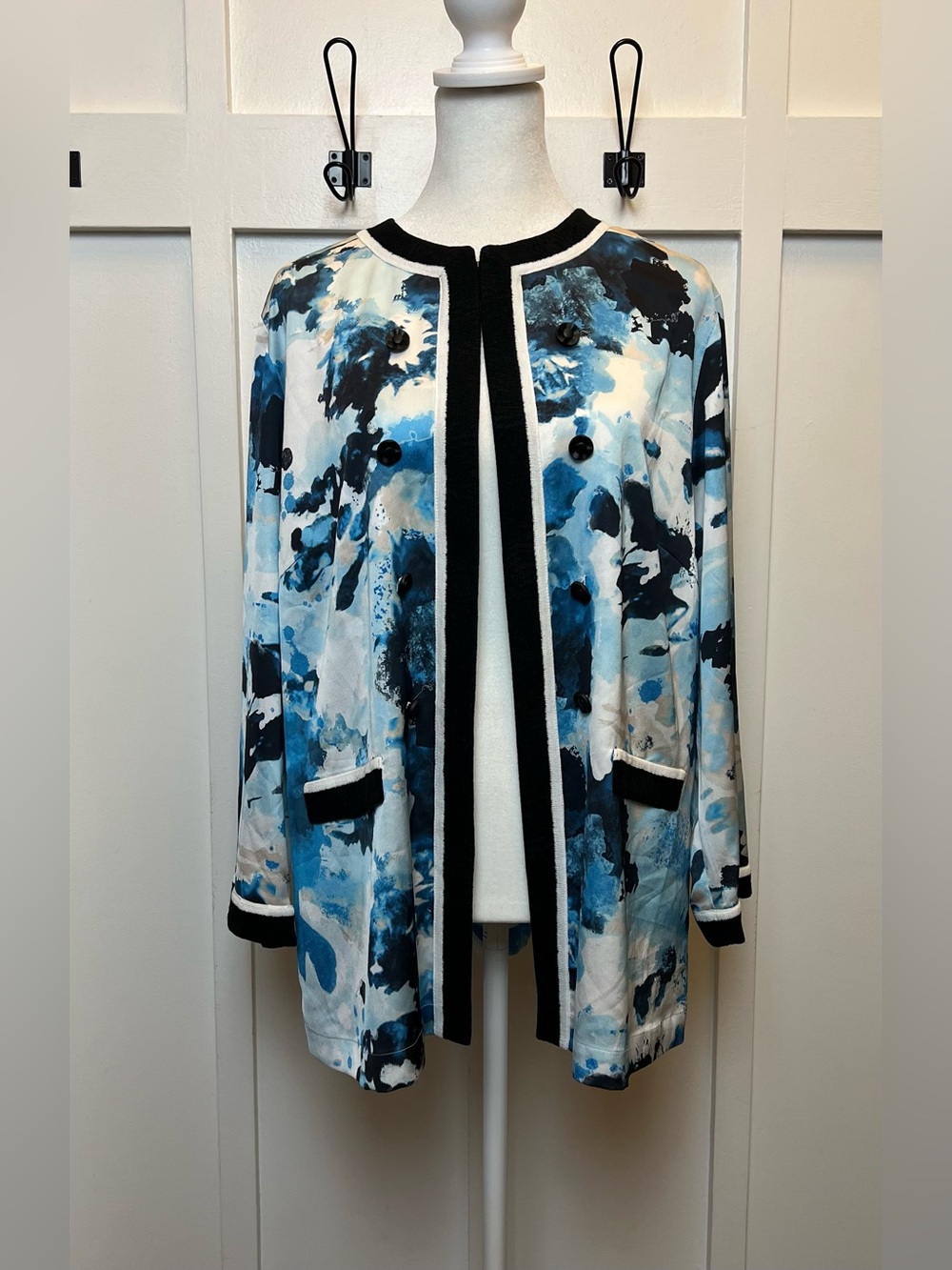 Ming Wang Cardigan Jacket Heritage Fit Size Large Artsy Luxury Old Money Preppy